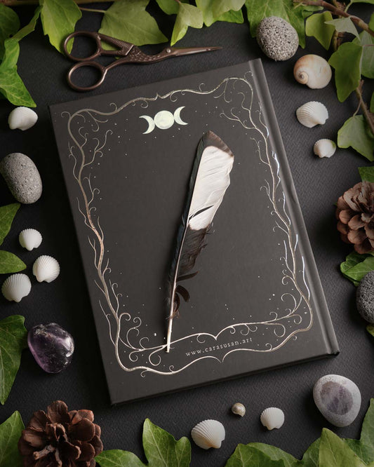 Back cover of the A5 hardcover otter notebook with silver foil decoration and soft-touch finish.