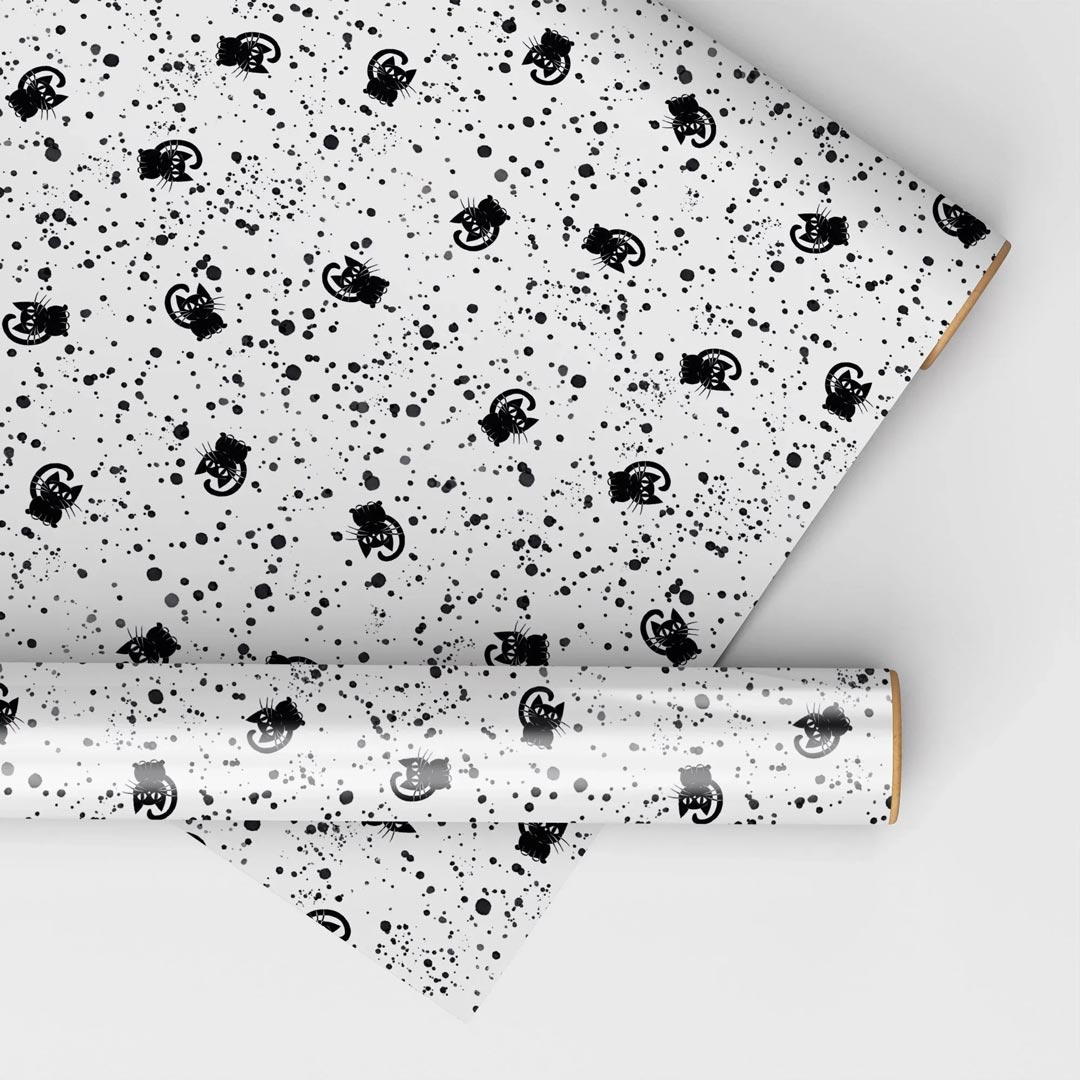 Set of 3 black and white cat wrapping paper sheets, minimalist cat design, high quality gift wrap for cat lovers