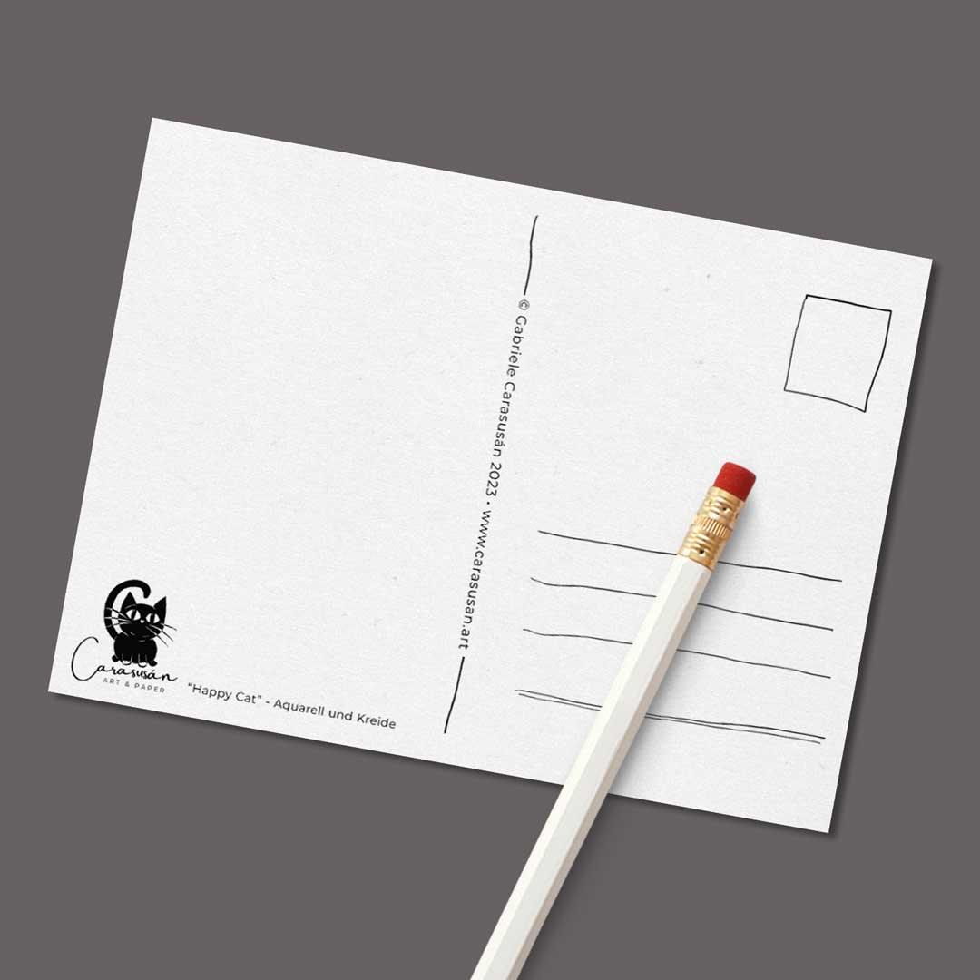 Happy Cat Postkarte mit Spruch Din A6 | Katzen Weisheiten - Carasusan