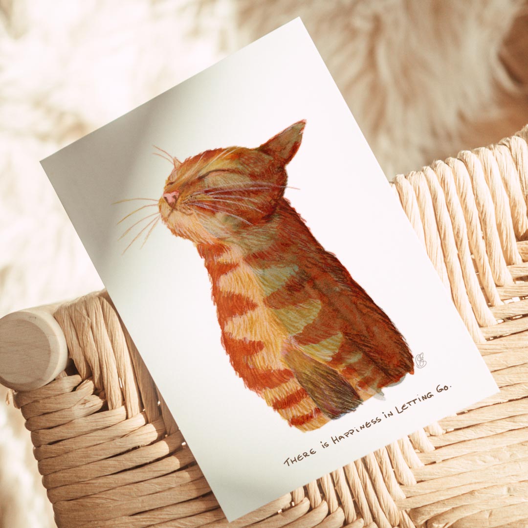 Happy Cat Postcard with saying Din A6 | Cat Wisdom