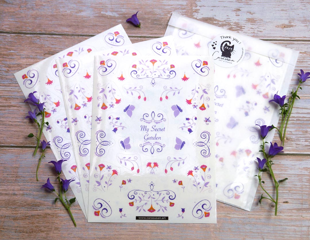 Sticker sheets Boho Flower Power transparent - Bullet journal supplies