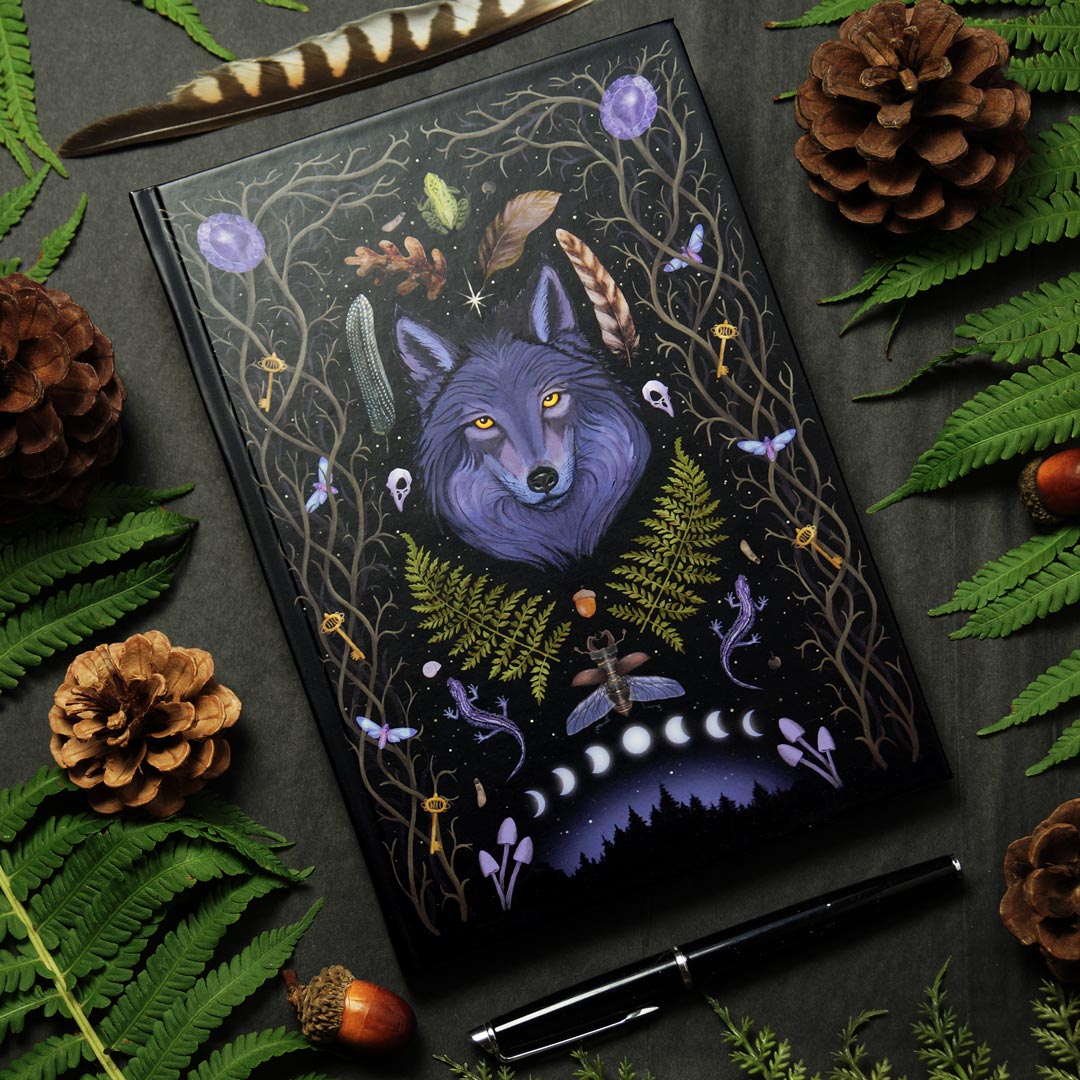Witchy Wolf Journal Hexenwald Bulletjournal Notizbuch mit Punktraster