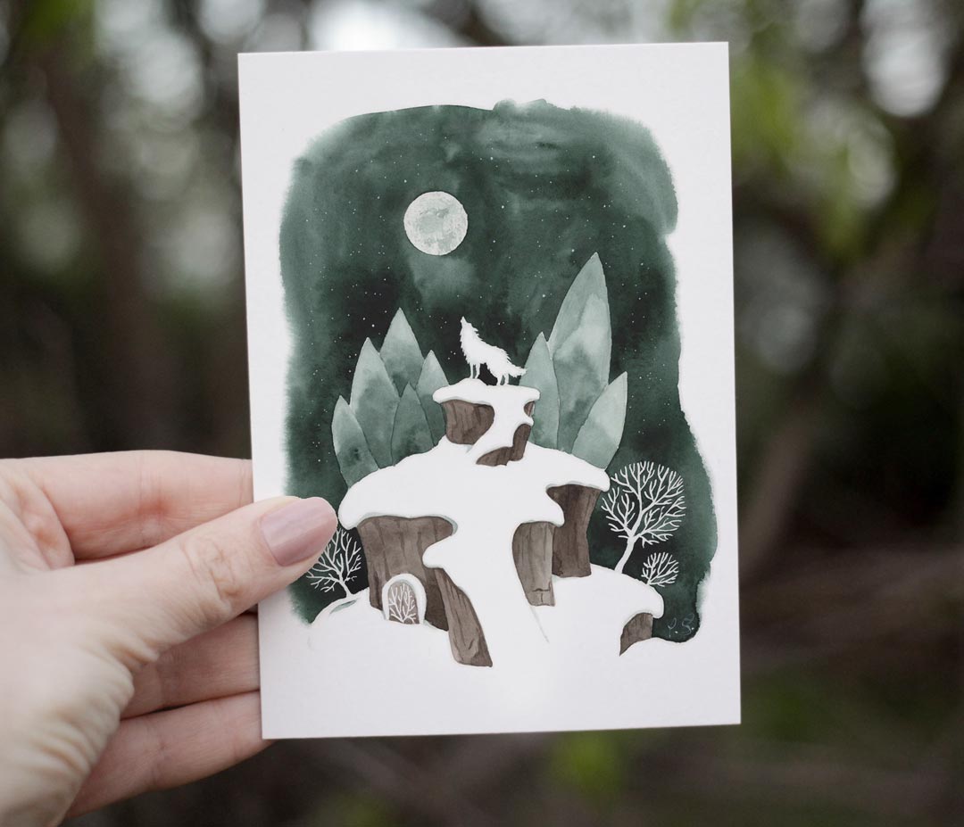 Postkarten-Set Magische Winterlandschaften | Aquarellmotive | Din A6