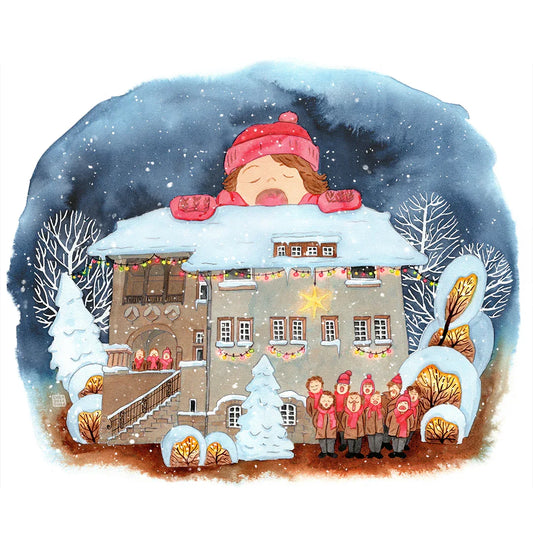 Aquarell 'Weihnachtssingen' - Kunstdruck - weihnachtliche Wanddekoration - Carasusan