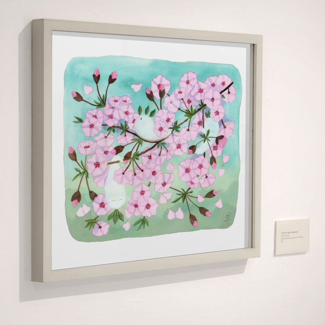 Aquarell Kirschblüten Geister Kunstdruck | Japanische Baumgeister Kodama | Frühlingsbild Aquarell | Geschenk zur Geburt | Kinderzimmer Deko