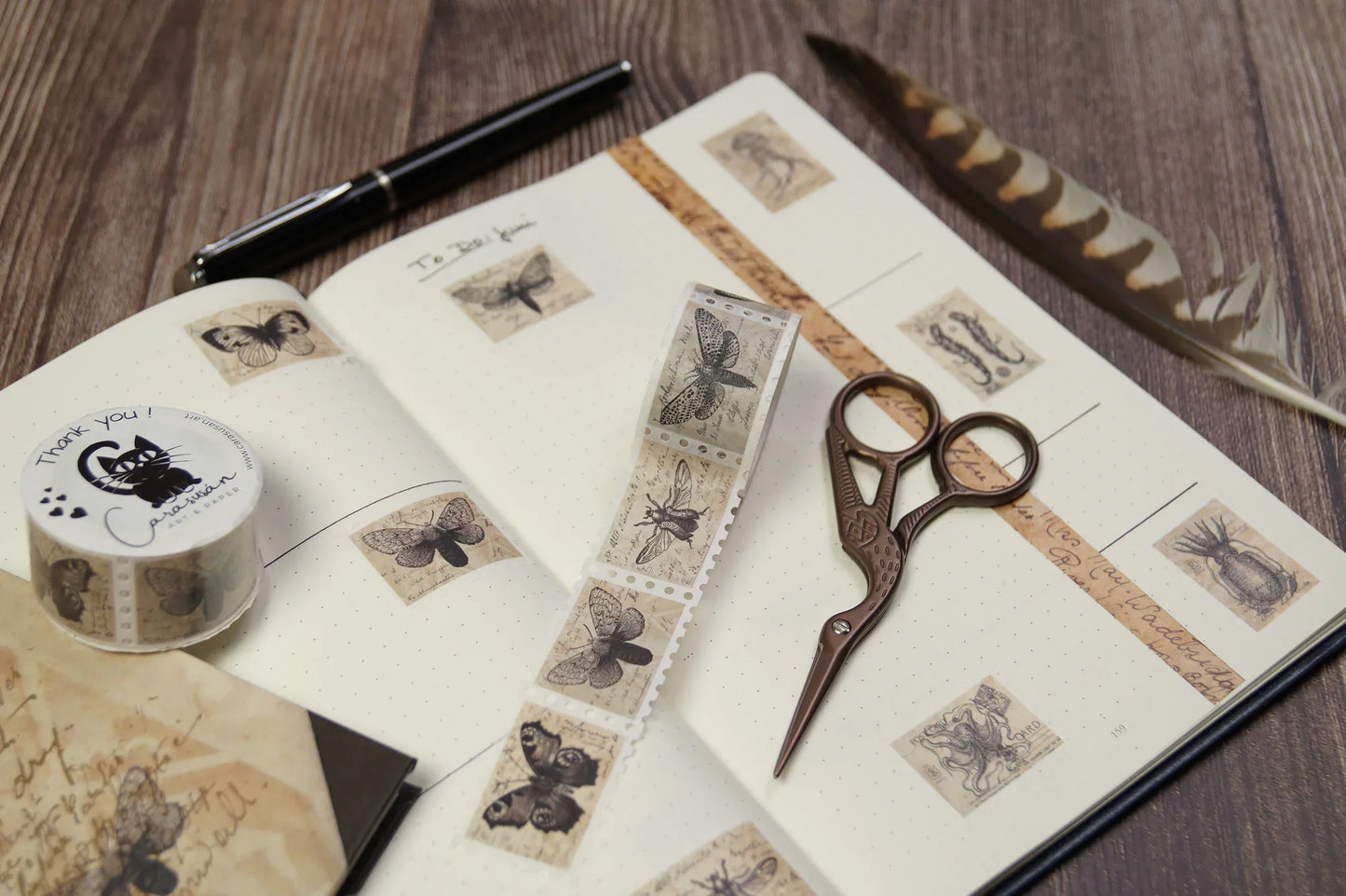 Washi Tape Set Dark Academia | Schmetterlinge + Scriptures - Carasusan