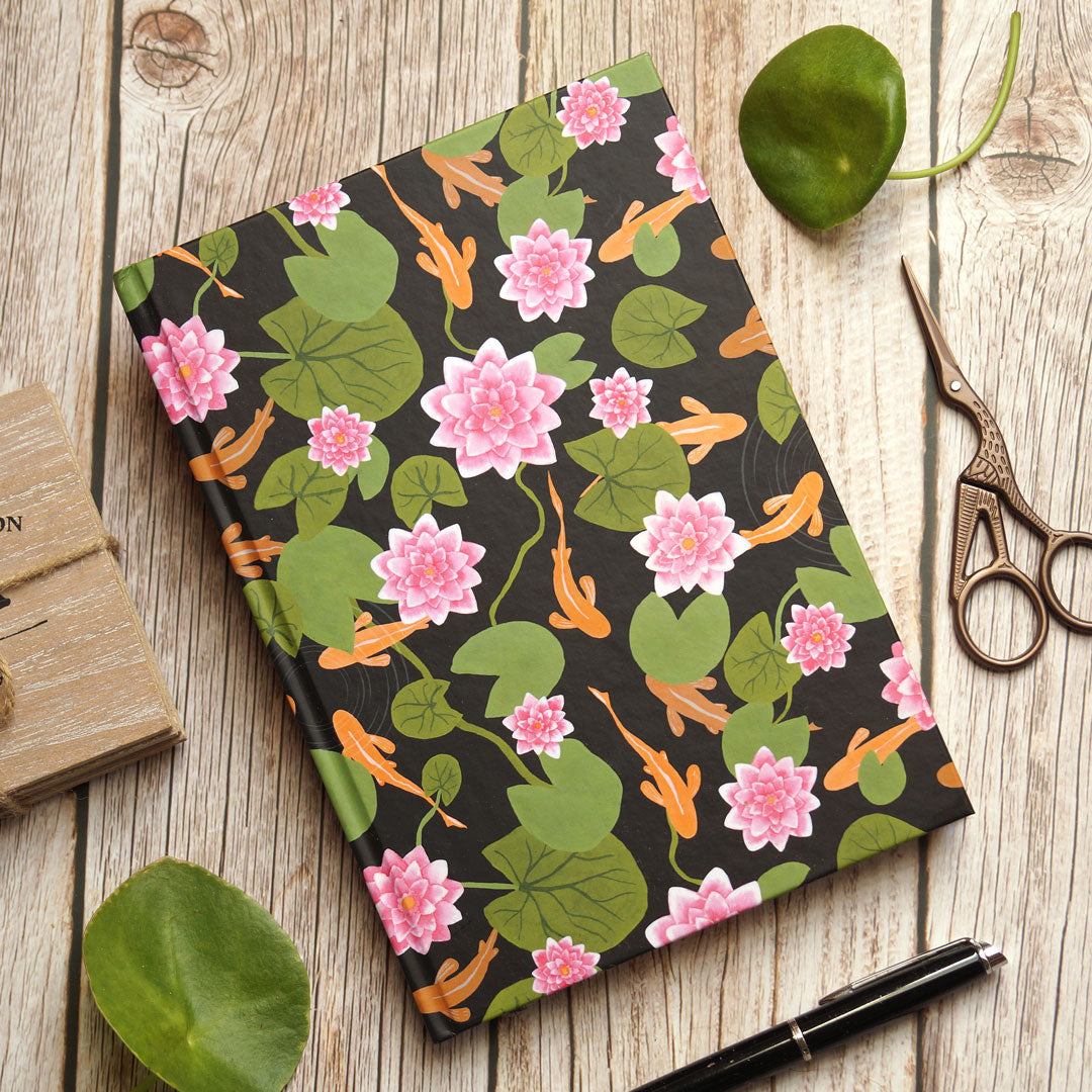 Notizbuch 'Seerosen' mit Punktraster und Lesebändchen - Bullet pattern Journal