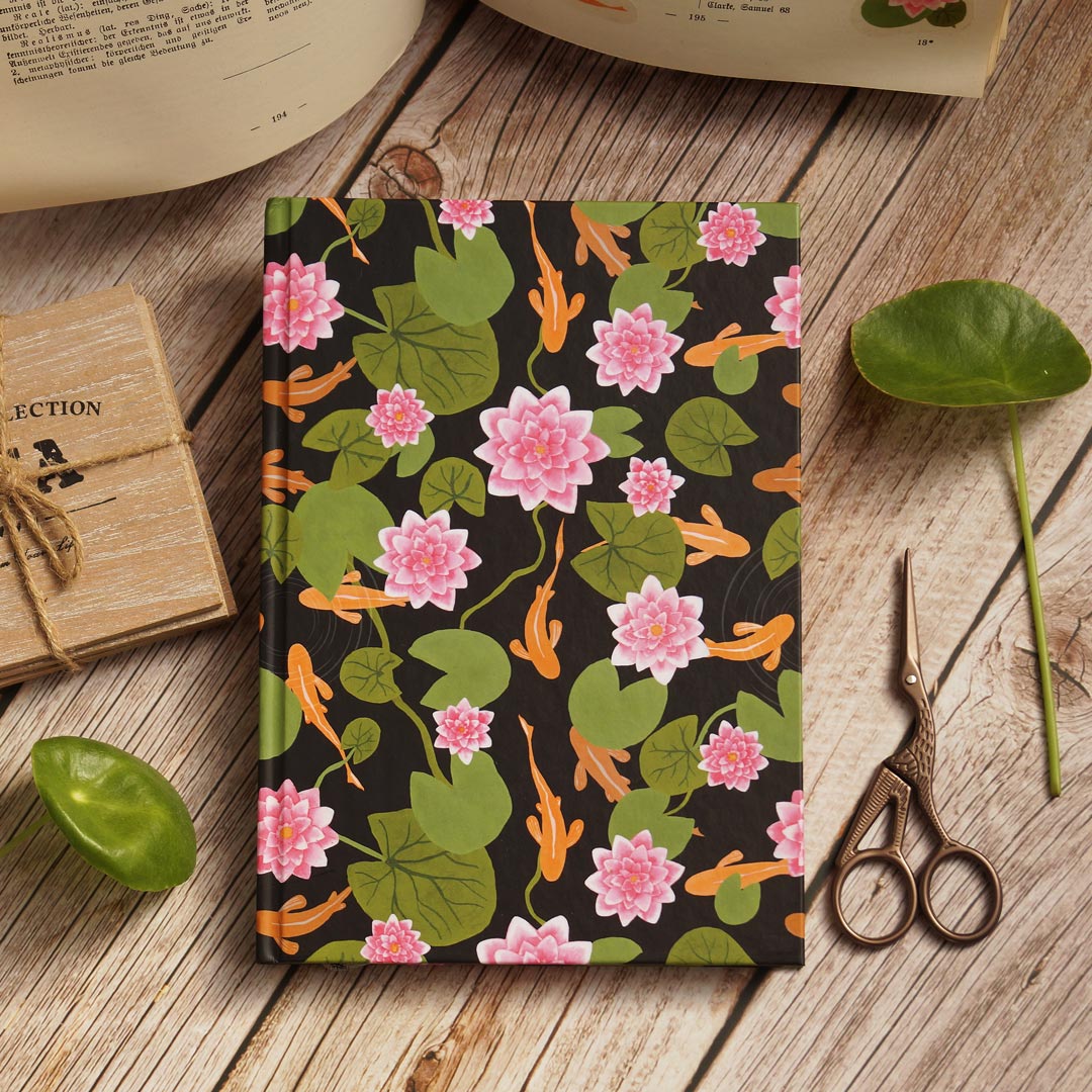 Notizbuch 'Seerosen' mit Punktraster und Lesebändchen - Bullet pattern Journal
