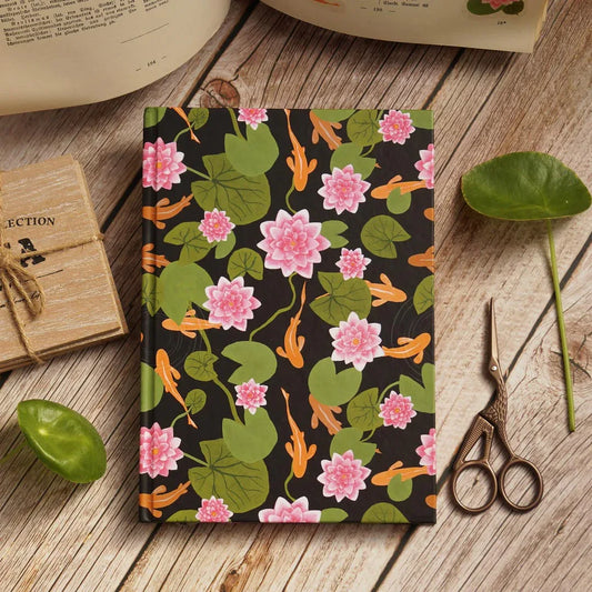 Notizbuch 'Seerosen' mit Punktraster und Lesebändchen - Bullet pattern Journal - Carasusan