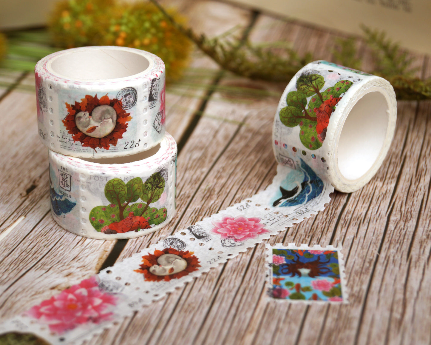 Washi Tape Stamps 'Whimsical Watercolor Illustrations' Stickers