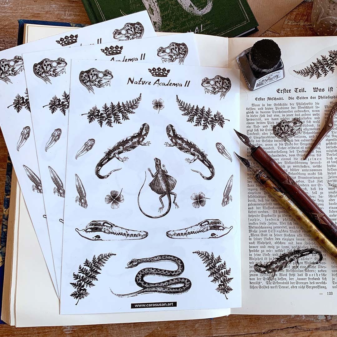 Gothic Journaling Set | 2 Notizbücher mit Punktraster | 114 passende Sticker