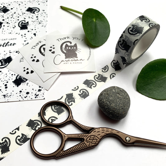 Washi Tape 'Cats' | black and white | 10mx15mm