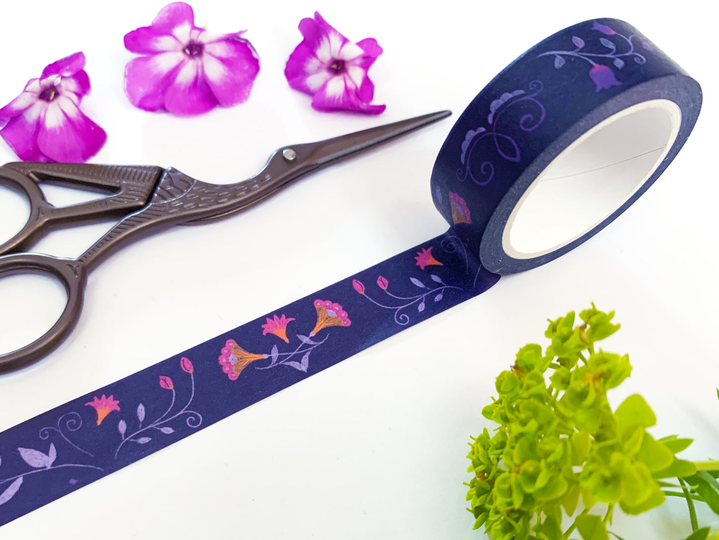 Floral Washi Tape - Folklore Purple - 10mx15mm