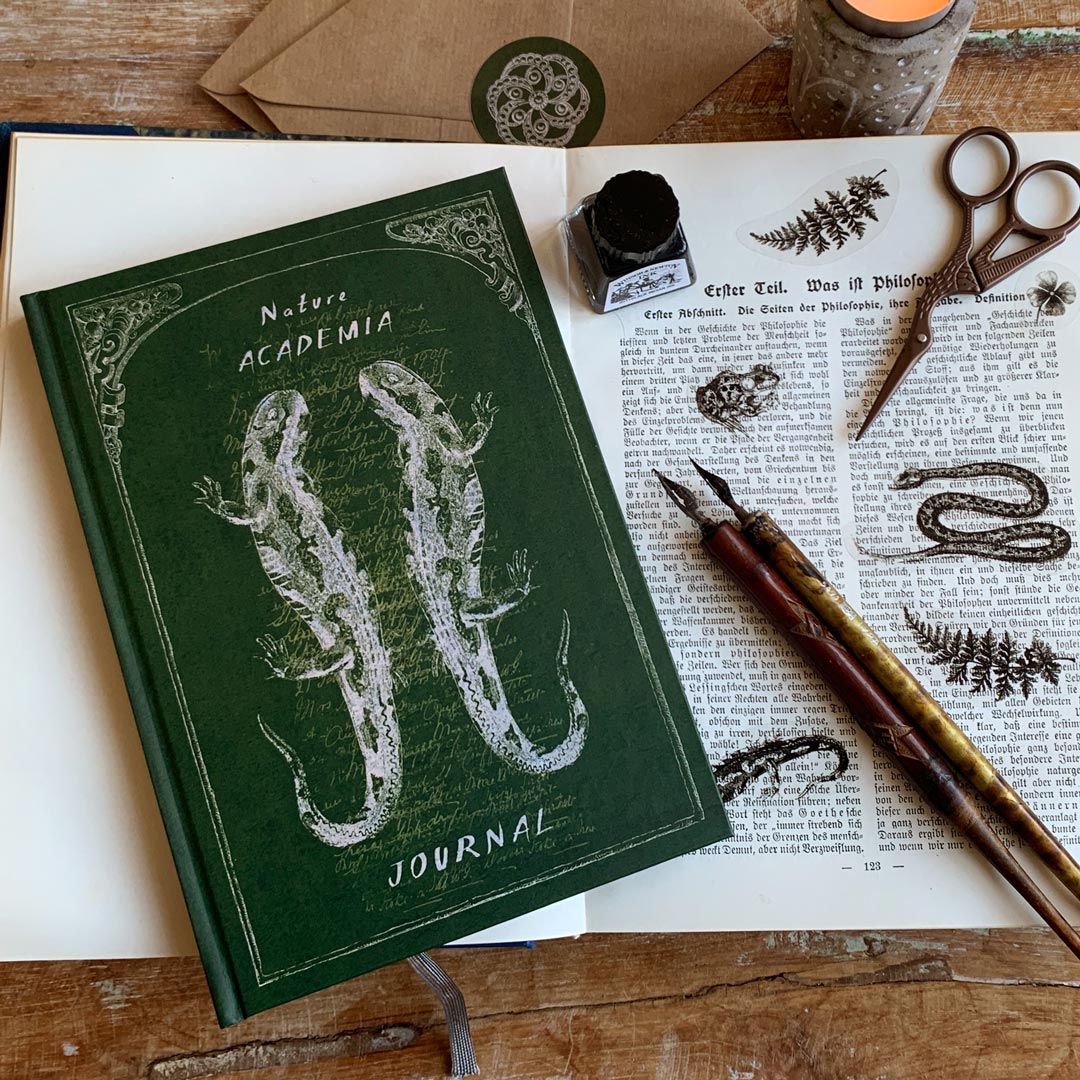 Gothic Journaling Set | 2 Notizbücher mit Punktraster | 114 passende Sticker