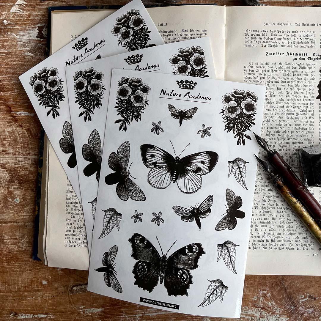 Gothic Journaling Set | 2 Notizbücher mit Punktraster | 114 passende Sticker