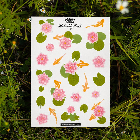 Stickerbogen 'Seerosen und Goldfische' umweltfreundliche Aufkleber - transparent | Din A5 | für Journaling und Scrapbooking - Carasusan