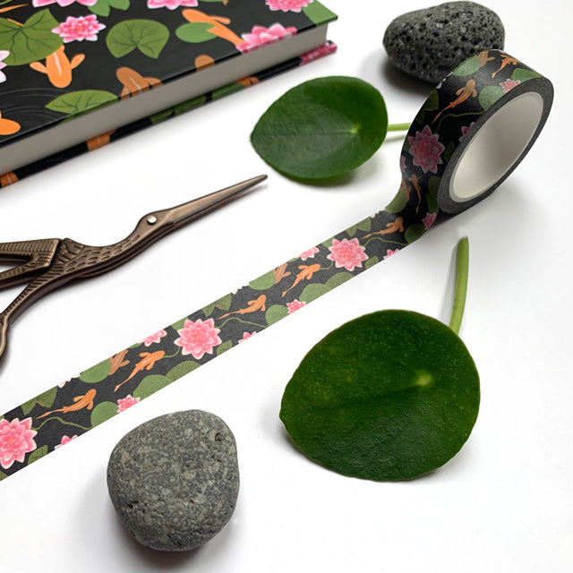 Journaling Set 'Water Lily' | 72 matching stickers and washi tape | eco friendly on recycled paper and bio foil - bullet pattern journal