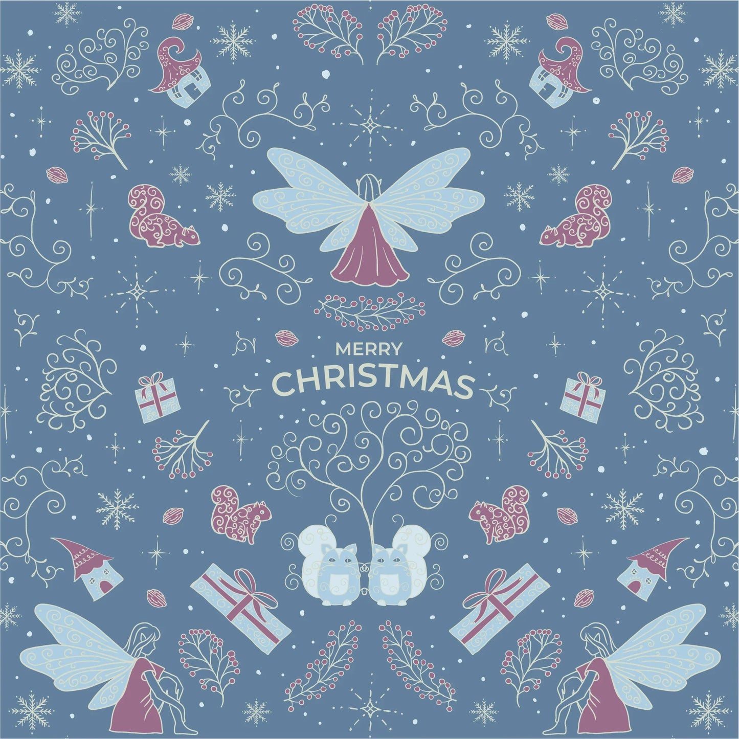 Weihnachts-Geschenkpapier 'Winterelfen' | hellblau | 50x70cm Bogen - Carasusan