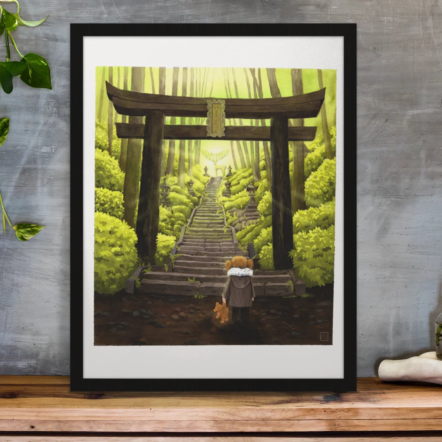 Aquarell 'Shinto Tor' Kunstdruck 37x41 cm - handsigniert und limitiert - Carasusan