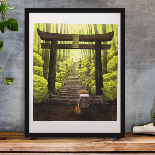 Watercolor 'Shinto Gate' extra large as a poster 50x60cm