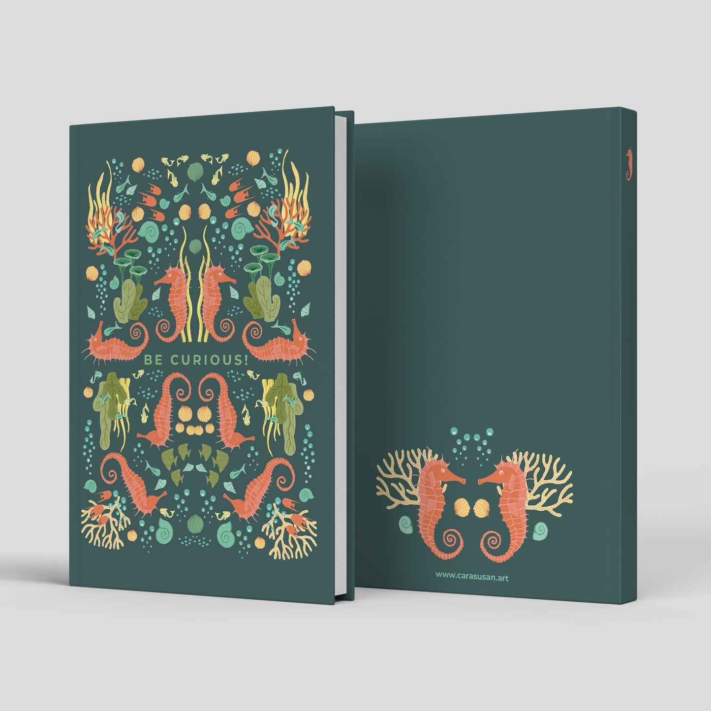 Dot grid journal 'Seahorse' - Notebook with ribbon marker on recycled paper