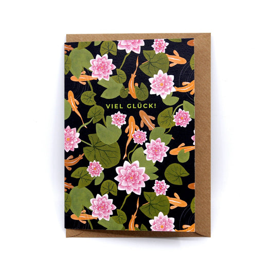 Greetings card 'Good Luck' with envelope made of kraft paper