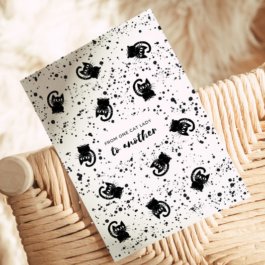 Minimalistic cat postcard black and white DinA6