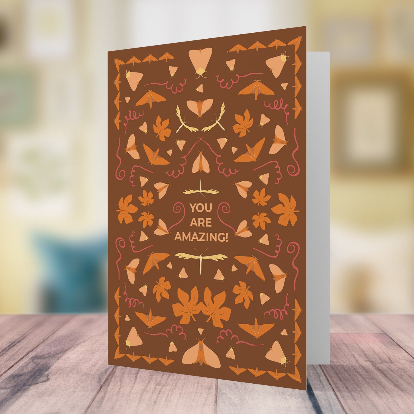 Autumn greeting card with gold print - set with envelope and postal seal