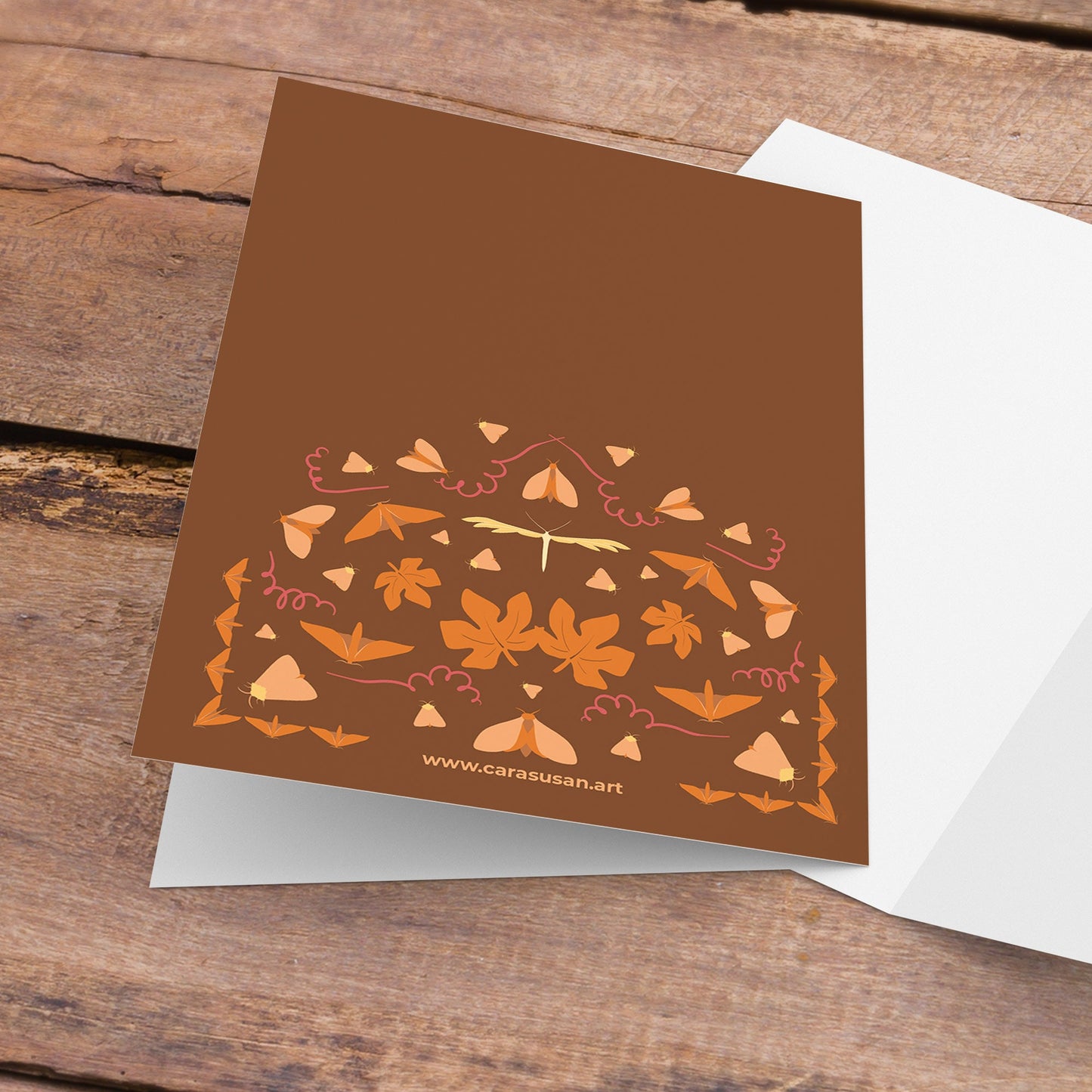 Autumn greeting card with gold print - set with envelope and postal seal