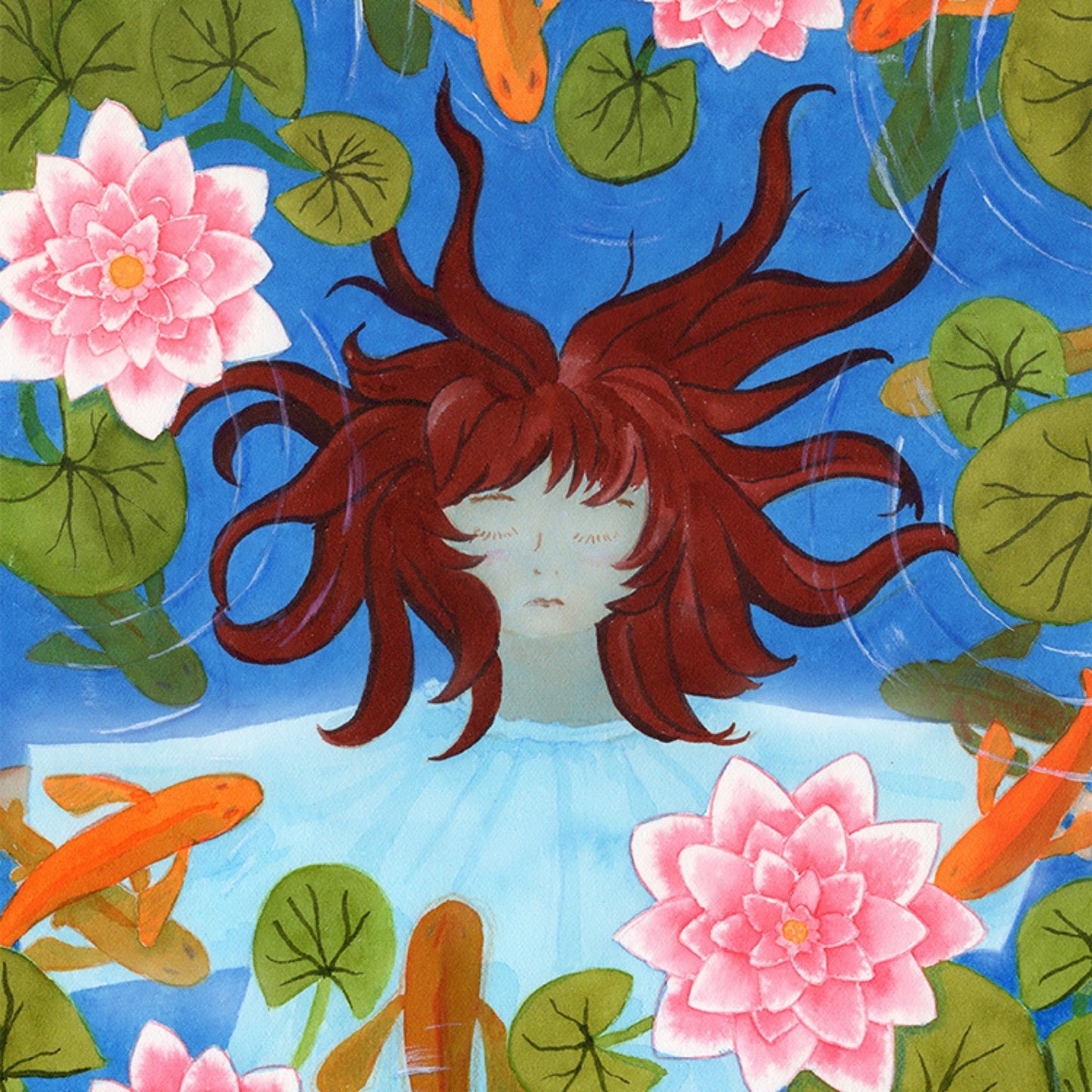 Diary 'Waterlily Girl' DinA5 blank with ribbon bookmark