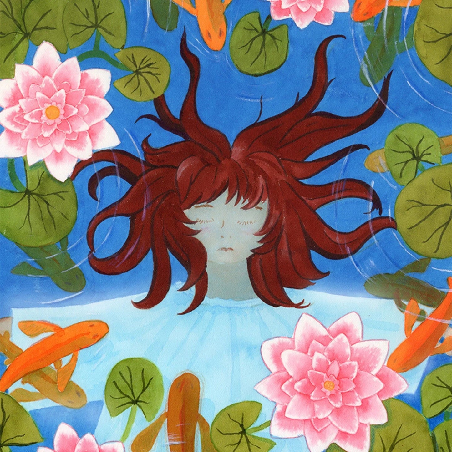 Tagebuch 'Waterlily Girl' DinA5 blanko mit Lesebändchen - Carasusan