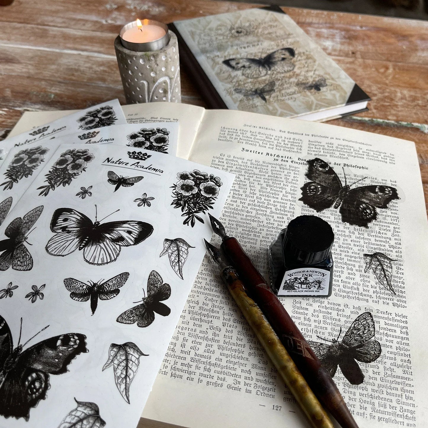 Stickerbogen 'Schmetterlinge und Blüten' für Journaling, Deko und mehr - Carasusan