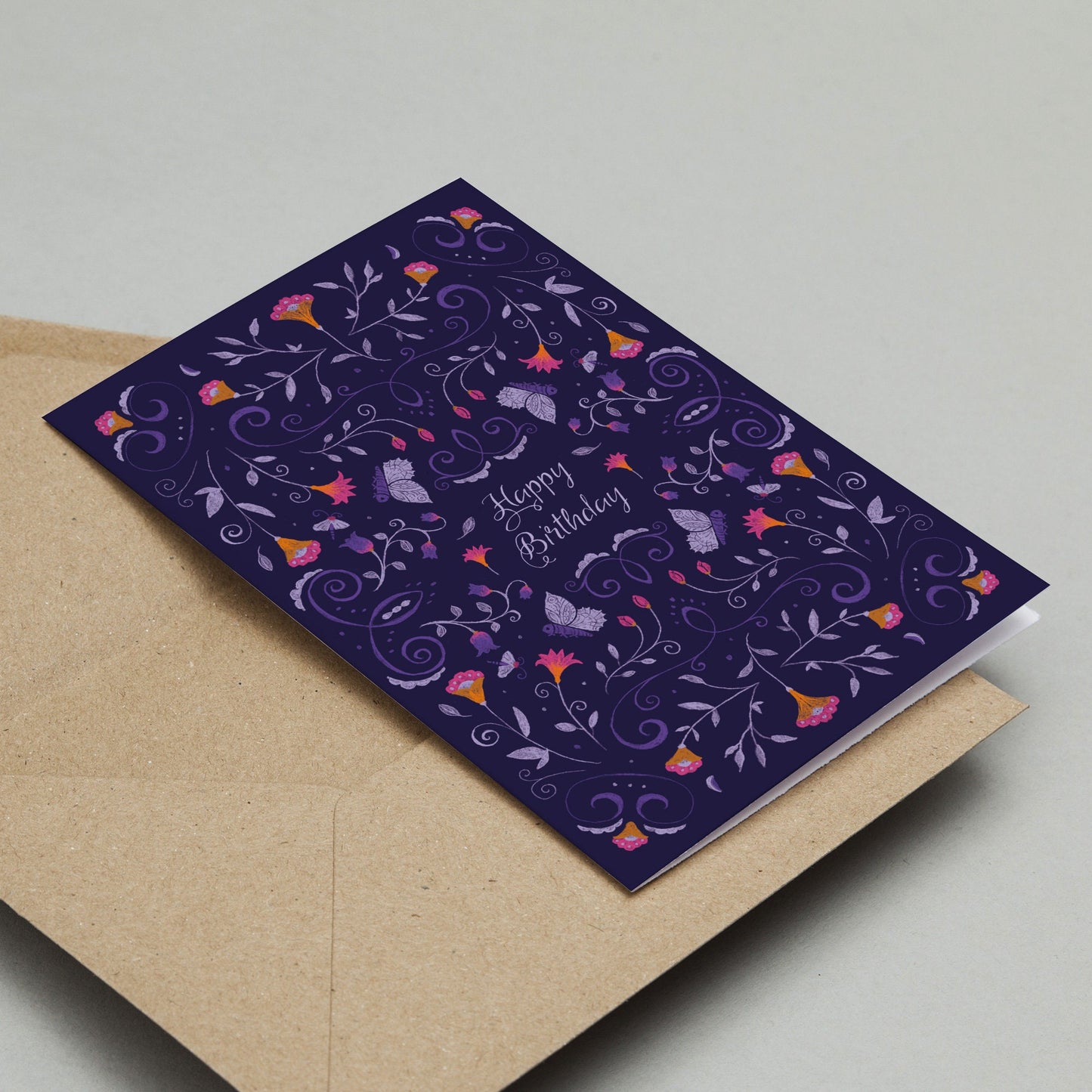 Geburtstagskarte 'Geheimer Garten' DinA6 mit Umschlag aus Kraftpapier