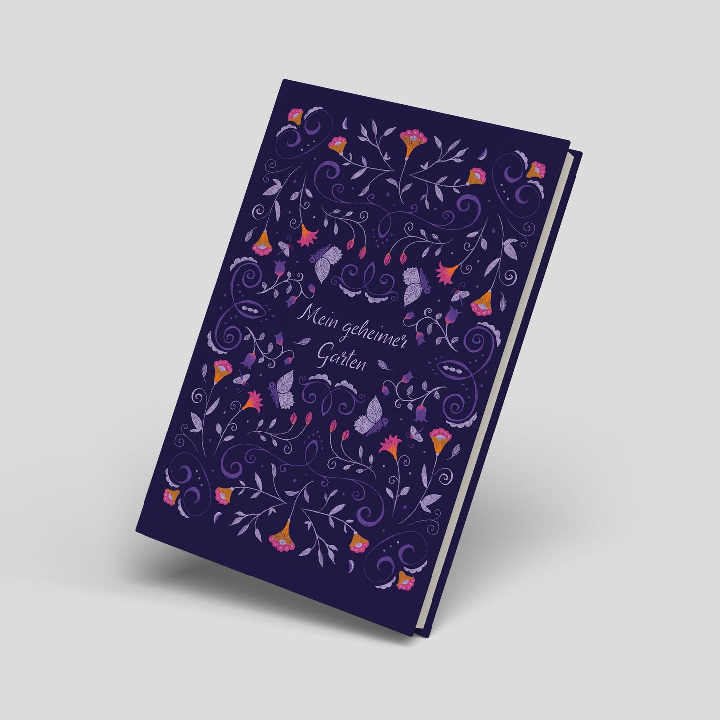 Journal Notizbuch mit Boho Folklore Blumenmuster in violett - für Bullet journaling, Tagebuch, Scrapbook
