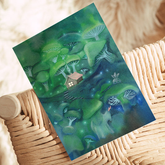 Postcard 'Mushroom Forest Witch' watercolor DinA6