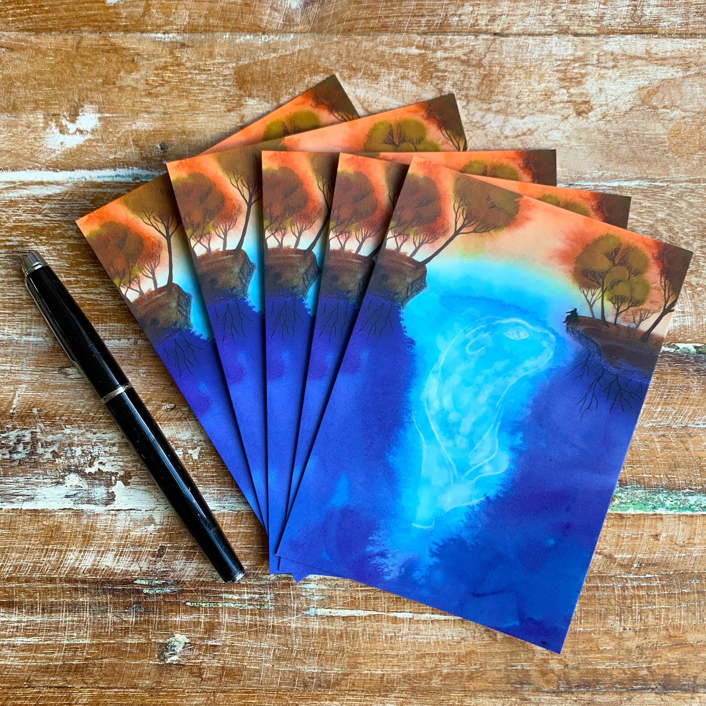 Postkarte mit Fantasymotiv 'Geist der Tiefe' Aquarell DinA6