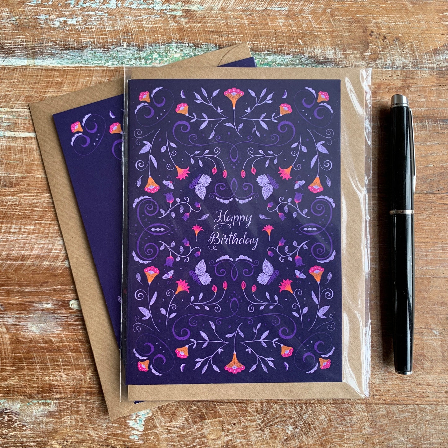 Geburtstagskarte 'Geheimer Garten' DinA6 mit Umschlag aus Kraftpapier