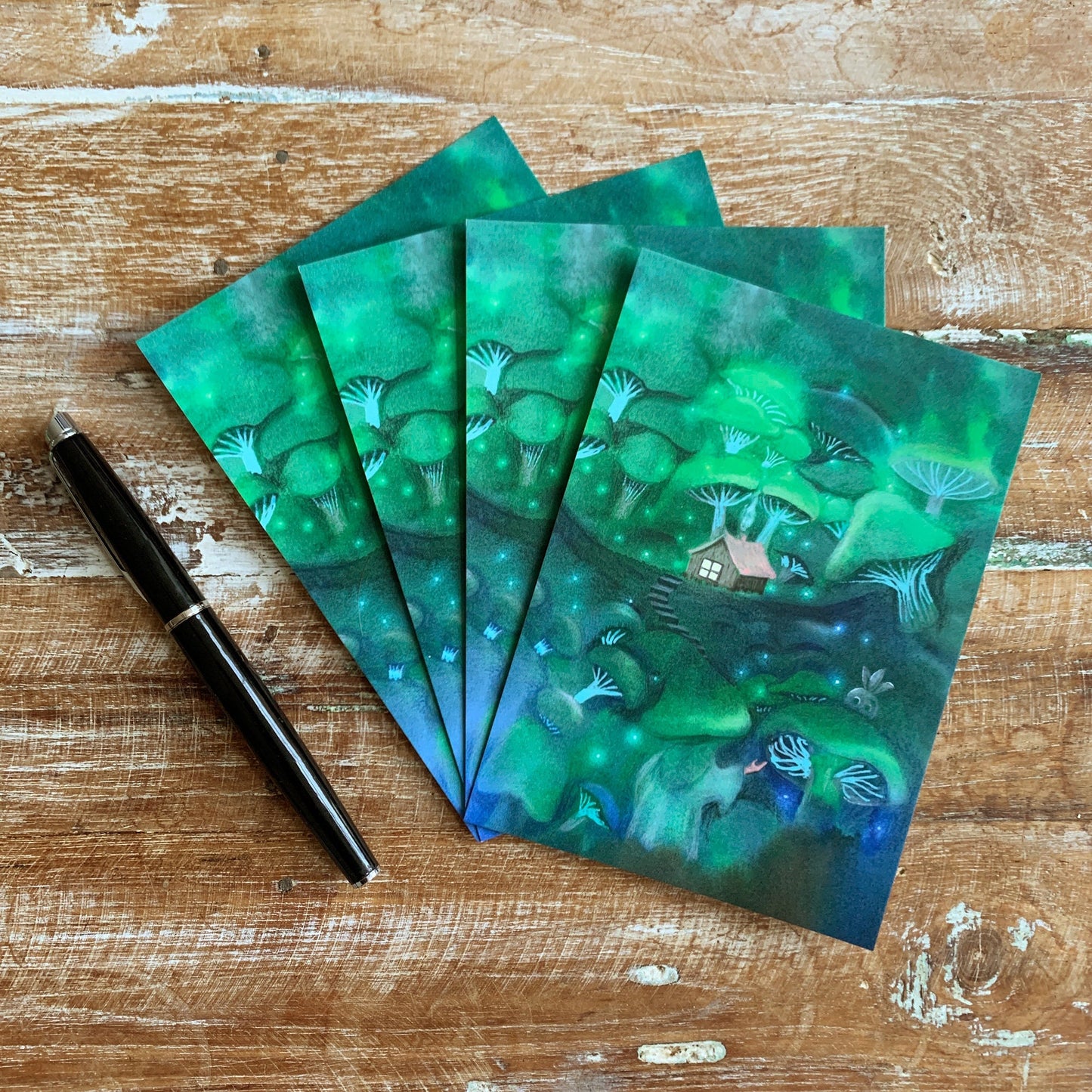 Postkarte "Zauberer im Pilzwald" Aquarell DinA6
