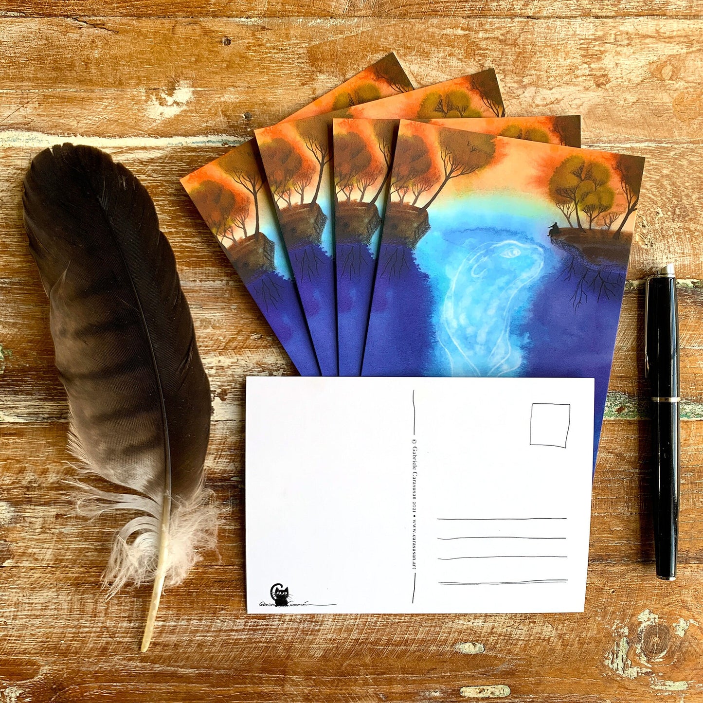 Postkarte mit Fantasymotiv 'Geist der Tiefe' Aquarell DinA6