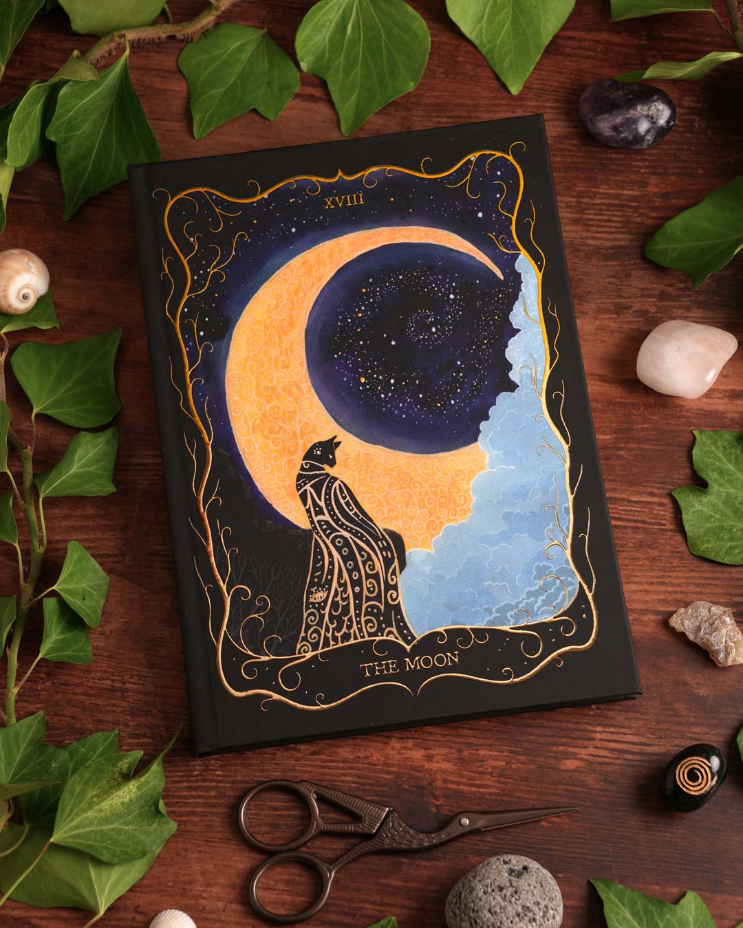 The Moon Tarot Notebook – A5 Hardcover Journal with Gold Foil