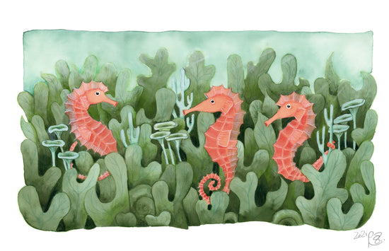 Seepferdchen - Aquarellillustration der Künstlerin Gabriele Carasusan