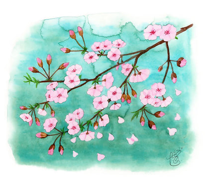 Sakura - Kirschblüten | Kunstdruck Frühlingsbild Aquarell - Carasusan