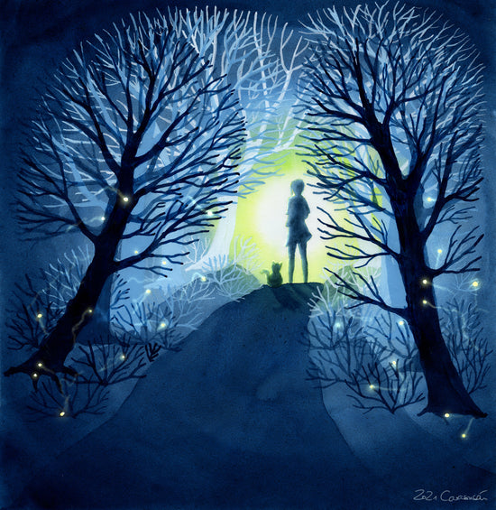 Glühwürmchen - Fireflies, Zeichentusche, Gemälde der Künstlerin Gabriele Carasusan