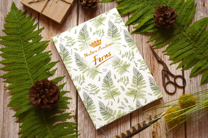 Notizbuch mit Punktraster - Farn und Goldfoliendruck - weiß - DinA5 - Carasusan