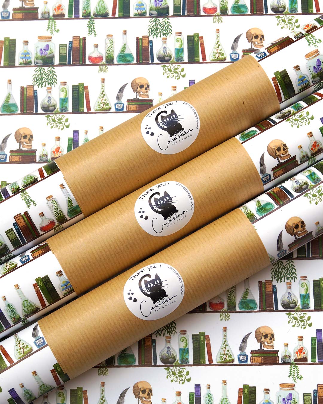 Apothecary Hexenregal Geschenkpapier – 50x70cm, 100gsm seidenmatt | Dark Academia Wrapping Paper