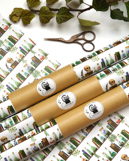 Apothecary Hexenregal Geschenkpapier – 50x70cm, 100gsm seidenmatt | Dark Academia Wrapping Paper