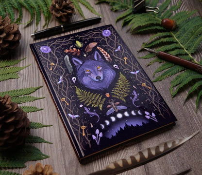 Notizbuch A5 Punktraster | Dark Forest Magic | Lunar Wolf - Carasusan