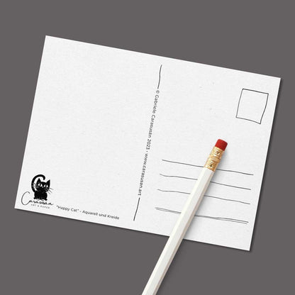 Happy Cat Postkarte mit Spruch Din A6 | Katzen Weisheiten - Carasusan