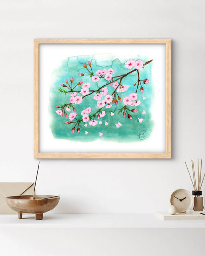 Sakura - Kirschblüten | Kunstdruck Frühlingsbild Aquarell - Carasusan