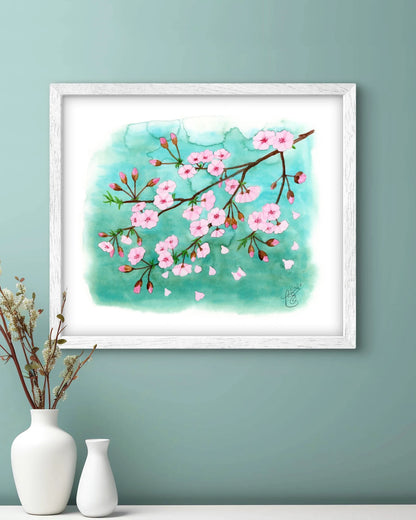 Sakura - Kirschblüten | Kunstdruck Frühlingsbild Aquarell - Carasusan